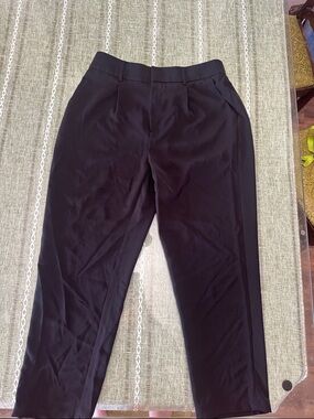 HALARA Black Cropped Tailored Trousers with Side Stripe